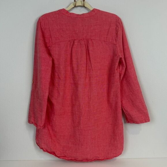 Ellen Tracy Red Linen Tunic Top M - Picture 4 of 9